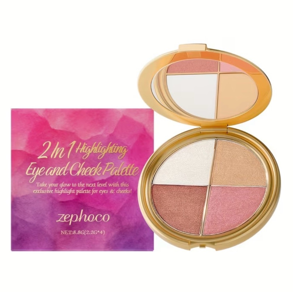 NWT Illuminating Pink & Gold Face Palette - Versatile Highlighter & Blush
